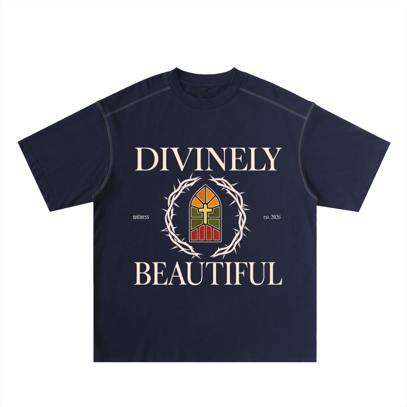 Divinely Beautiful tee — Navy Blue — front