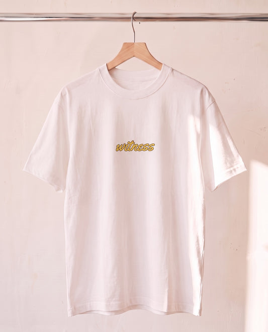 Fuel For Your Soul Christian tee in white on a wood hanger, front